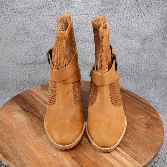 $495 Aquatalia by Marvin K Fawn Brown Leather Ankle Bootie Boot Suede 8.5 ITALY - Picture 2 of 7